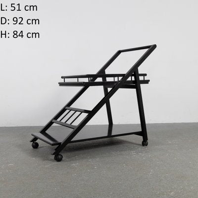 Black Laquered Ash Bar Trolley with Removable Tray, 1970s-SXX-1351301