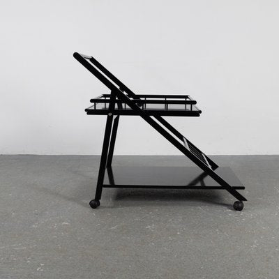 Black Laquered Ash Bar Trolley with Removable Tray, 1970s-SXX-1351301