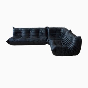 Black Leather 3-Seat Sofas, Corner Seat & Lounge Chair by Michel Ducaroy for Ligne Roset, Set of 3-IXA-1160871