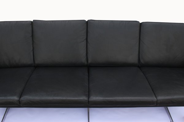 Black Leather 4-S Sofa, 1960s-PF-1271101