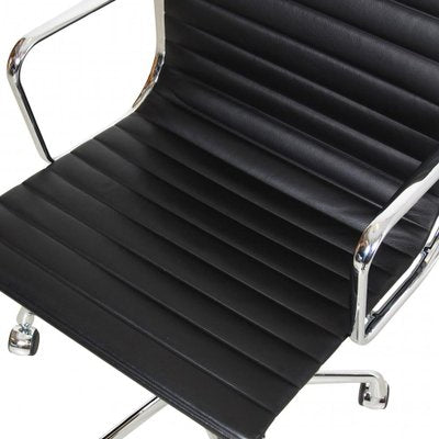 Black Leather and Chrome Ea-117 Office Chair by Charles Eames for Vitra-MTD-1400311