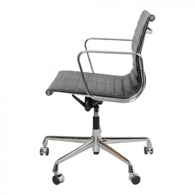 Black Leather and Chrome Ea-117 Office Chair by Charles Eames for Vitra-MTD-1400311