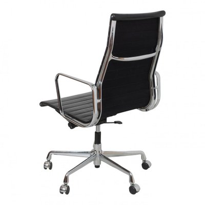 Black Leather and Chrome Ea-119 Office Chair by Charles Eames for Vitra-MTD-1400303