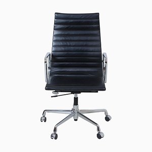 Black Leather and Chrome Ea-119 Office Chair by Charles Eames for Vitra-MTD-1400303