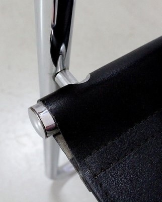 Black Leather and Chrome Metal Chair, 1970s-RVK-948663