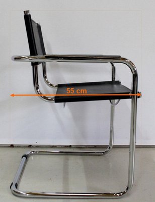 Black Leather and Chrome Metal Chair, 1970s-RVK-948663