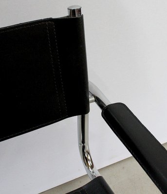 Black Leather and Chrome Metal Chair, 1970s-RVK-948663