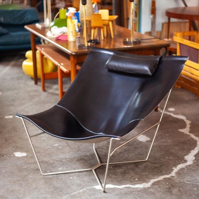 Black Leather and Steel 501 Semana Chair by David Weeks for Habitat UK, 1990s-QVY-1405446