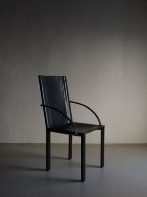 Black Leather Armchair by Carlo Bartoli for Matteo Grassi, Italy, 1980s-UAO-1819531