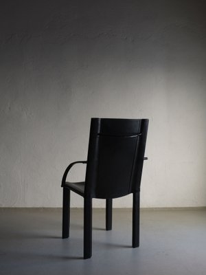 Black Leather Armchair by Carlo Bartoli for Matteo Grassi, Italy, 1980s-UAO-1819531