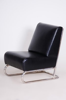 Black Leather Armchair, Czechia, 1930s-WHY-1158519