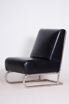 Black Leather Armchair, Czechia, 1930s-WHY-1158519