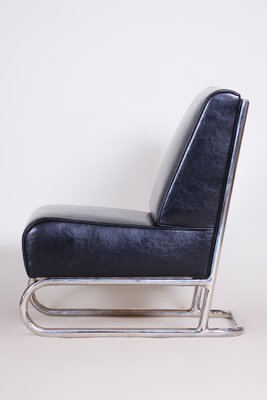 Black Leather Armchair, Czechia, 1930s-WHY-1158519