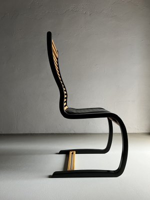 Black Leather & Bentwood Cantilevered Dining Chairs by Terje Hope for Møremøbler, 1980s, Set of 4-UAO-1345242