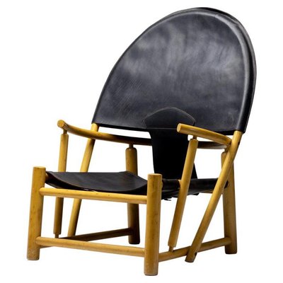 Black Leather Hoop Chair G23 by Piero Palange & Werther Toffoloni for Germa-WN-1293788