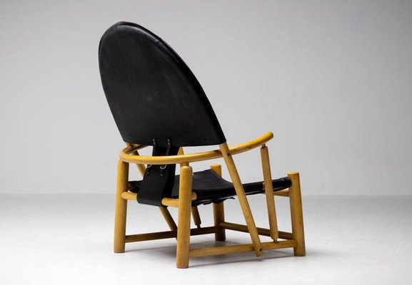 Black Leather Hoop Chair G23 by Piero Palange & Werther Toffoloni for Germa-WN-1293788