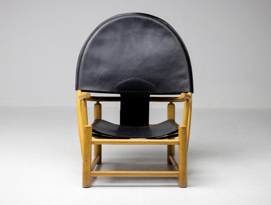 Black Leather Hoop Chair G23 by Piero Palange & Werther Toffoloni for Germa-WN-1293788