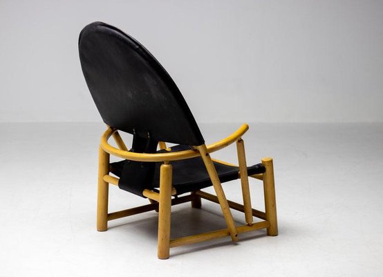 Black Leather Hoop Chair G23 by Piero Palange & Werther Toffoloni for Germa-WN-1293788