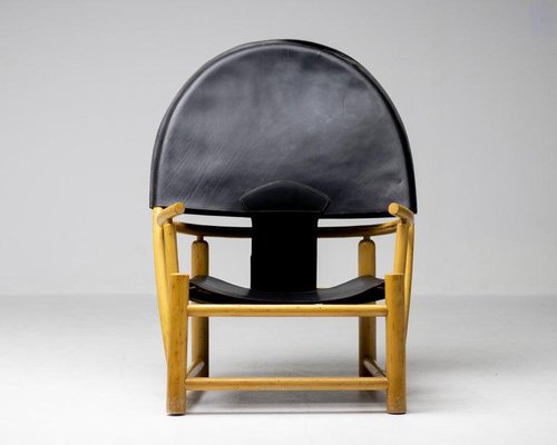 Black Leather Hoop Chair G23 by Piero Palange & Werther Toffoloni for Germa-WN-1293788