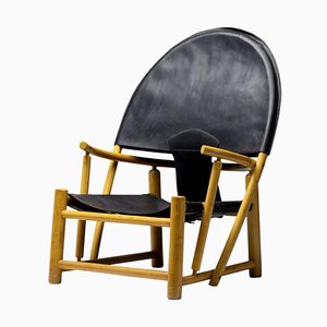 Black Leather Hoop Chair G23 by Piero Palange & Werther Toffoloni for Germa-WN-1293788