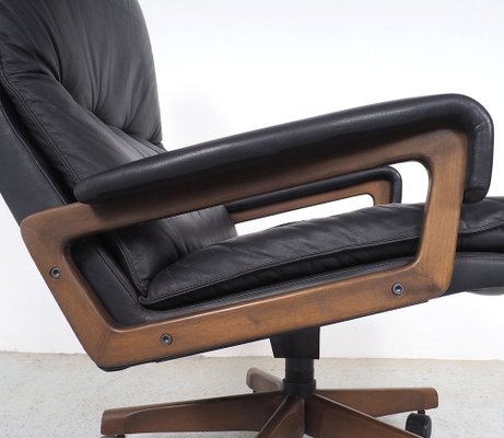 Black Leather King Chair by André Vandenbeuck for Strässle, 1960s-SN-1777942