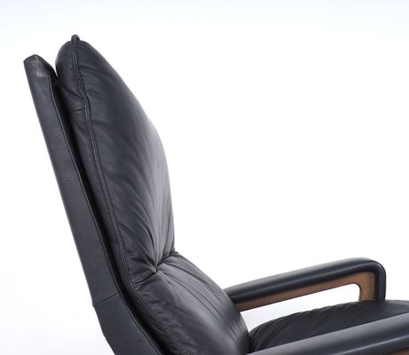 Black Leather King Chair by André Vandenbeuck for Strässle, 1960s-SN-1777942