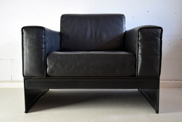 Black Leather Korium Lounge Chairs by Tito Agnoli for Matteo Grassi, 1988, Set of 2-IEI-681192