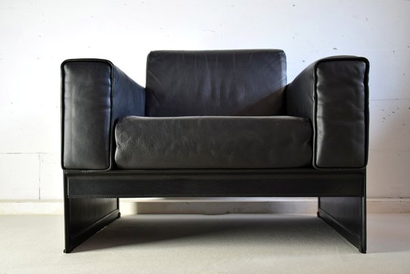 Black Leather Korium Lounge Chairs by Tito Agnoli for Matteo Grassi, 1988, Set of 2-IEI-681192