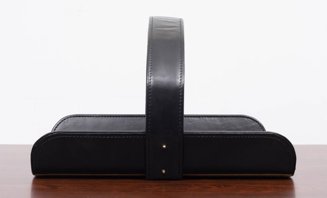 Black Leather Magazine Holder, 1960s-GCG-1104583