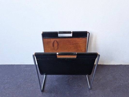 Black Leather Magazine Holder from Brabantia, the Netherlands, 1960s-NV-1805172