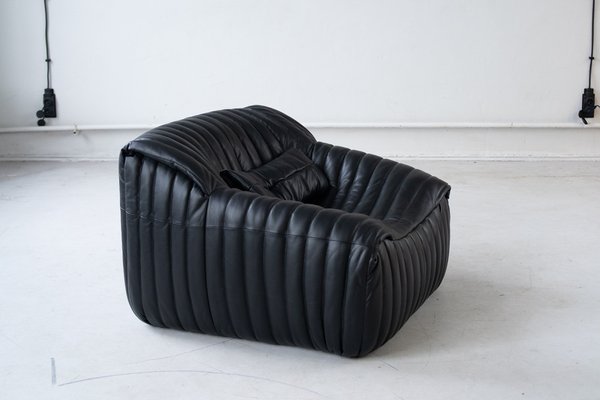 Black Leather Sandra Sofa Set by Annie Hieronimus for Ligne Roset, 1973, Set of 7-IXA-1787071