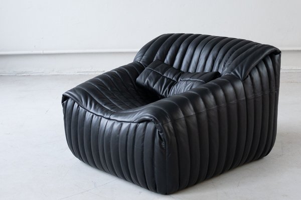 Black Leather Sandra Sofa Set by Annie Hieronimus for Ligne Roset, 1973, Set of 7-IXA-1787071