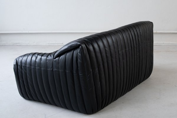 Black Leather Sandra Sofa Set by Annie Hieronimus for Ligne Roset, 1973, Set of 7-IXA-1787071