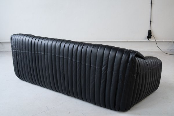 Black Leather Sandra Sofa Set by Annie Hieronimus for Ligne Roset, 1973, Set of 7-IXA-1787071