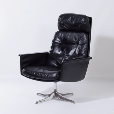 Black Leather Sedia Swivel Chair by Horst Brüning for Cor, 1960s-ZT-730229