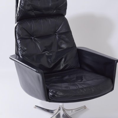 Black Leather Sedia Swivel Chair by Horst Brüning for Cor, 1960s-ZT-730229