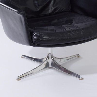 Black Leather Sedia Swivel Chair by Horst Brüning for Cor, 1960s-ZT-730229