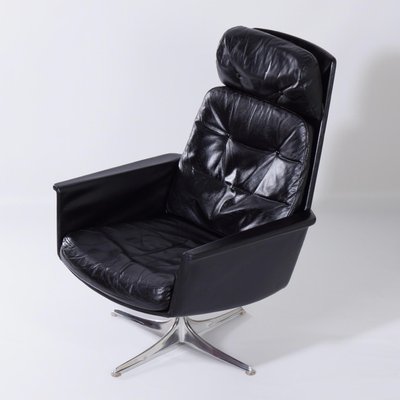 Black Leather Sedia Swivel Chair by Horst Brüning for Cor, 1960s-ZT-730229