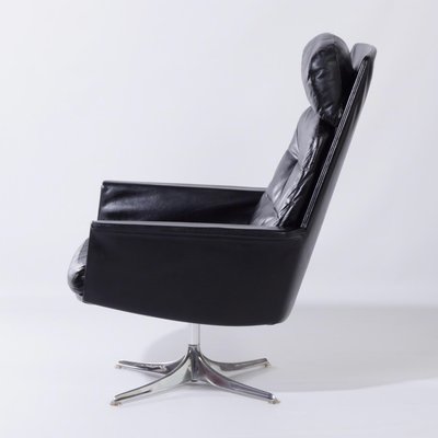 Black Leather Sedia Swivel Chair by Horst Brüning for Cor, 1960s-ZT-730229