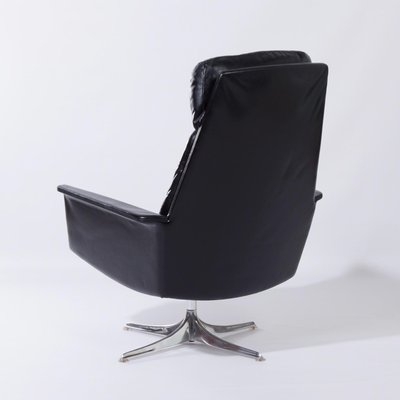 Black Leather Sedia Swivel Chair by Horst Brüning for Cor, 1960s-ZT-730229