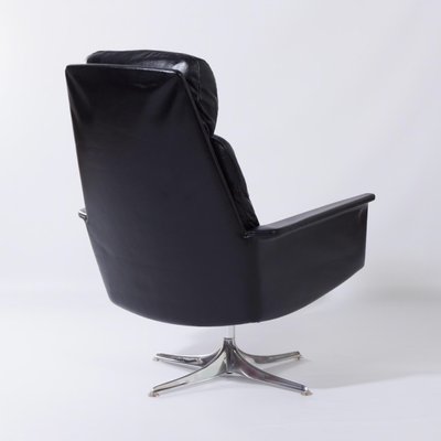 Black Leather Sedia Swivel Chair by Horst Brüning for Cor, 1960s-ZT-730229