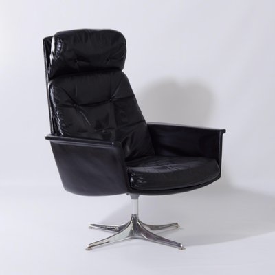 Black Leather Sedia Swivel Chair by Horst Brüning for Cor, 1960s-ZT-730229