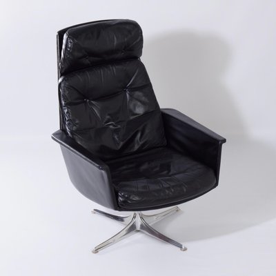 Black Leather Sedia Swivel Chair by Horst Brüning for Cor, 1960s-ZT-730229