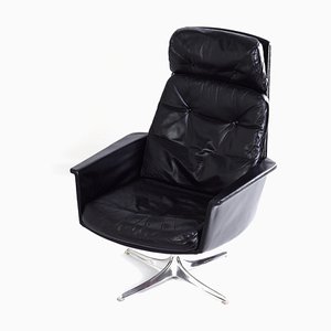 Black Leather Sedia Swivel Chair by Horst Brüning for Cor, 1960s-ZT-730229