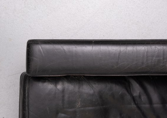 Black Leather Sofa attributed Poul Kjaerholm, 1960s-GCG-2032323