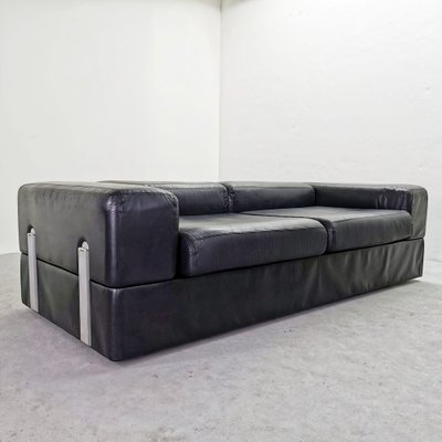 Black Leather Sofa Bed Mod 711 by Titoli Agnoli for Cinova, 1968-PRS-1812491