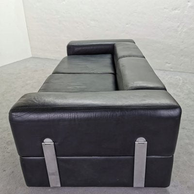 Black Leather Sofa Bed Mod 711 by Titoli Agnoli for Cinova, 1968-PRS-1812491