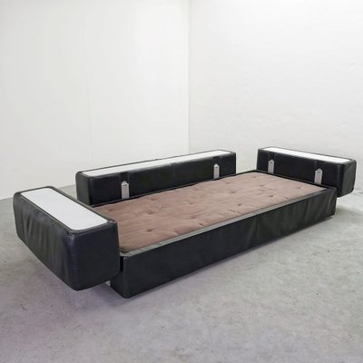 Black Leather Sofa Bed Mod 711 by Titoli Agnoli for Cinova, 1968-PRS-1812491