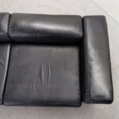 Black Leather Sofa Bed Mod 711 by Titoli Agnoli for Cinova, 1968-PRS-1812491