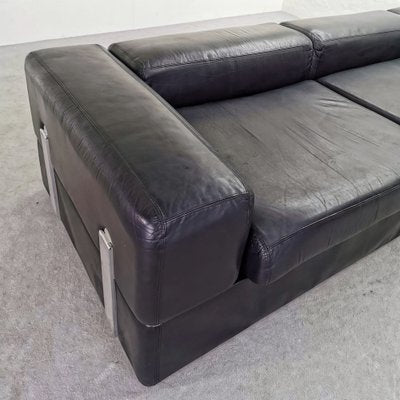 Black Leather Sofa Bed Mod 711 by Titoli Agnoli for Cinova, 1968-PRS-1812491